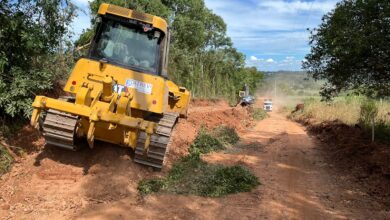 patrola amarela em cima de terra